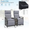 Patio Loveseat Set,Wicker Outdoor Lounge Chair With Cushions And Storage Table,Adjustable Backrest,Wooden Armrest Recliner Chair-Coolbibila - 4 of 4