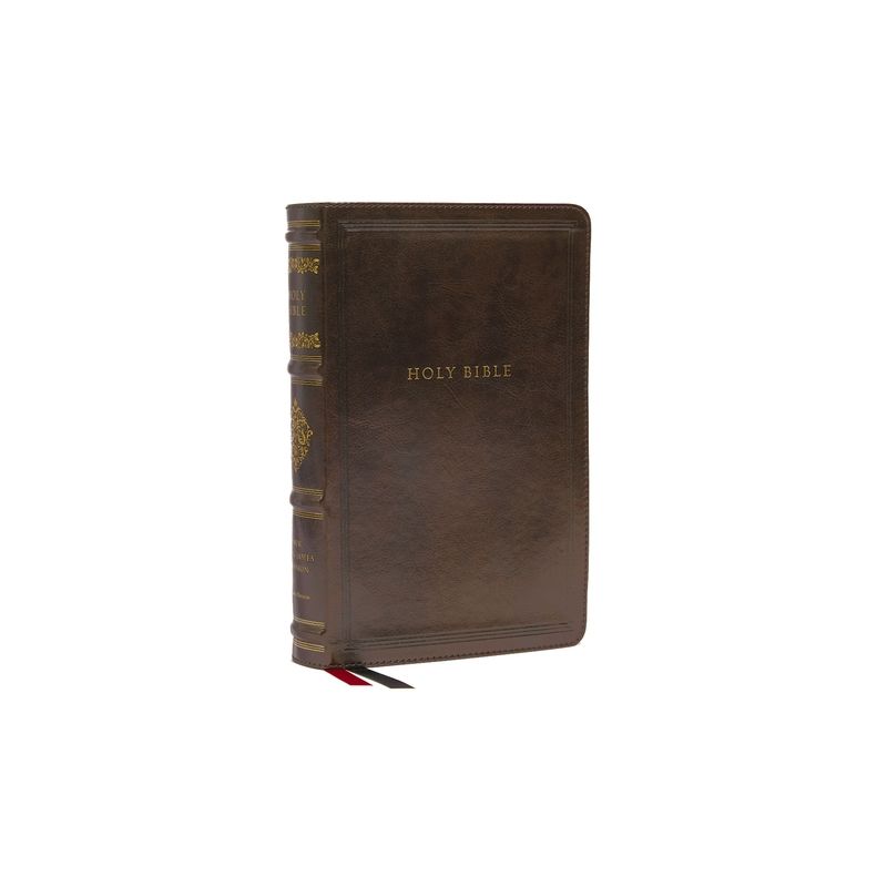 Nkjv, Personal Size Reference Bible, Sovereign Collection, Leathersoft, Brown, Red Letter, Comfort Print - by  Thomas Nelson (Leather Bound), 1 of 2