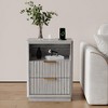 Set of 2 Fluted Nightstands, Modern Farmhouse Bedside Tables with 2 Drawers, Charging Station & Metal Handles - 4 of 4