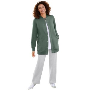 Woman Within Fleece Baseball Jacket - 1 of 4