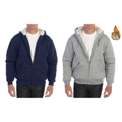 Rudoplh  Men's Modern Fit Heavyweight Hoodie With Faux Shearling Lining-2 Pack