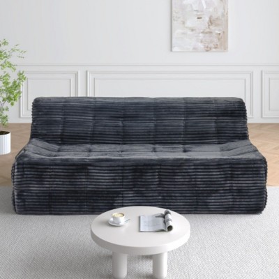3-Seat Corduroy Sofa-Full Sponge Compression, Minimalist Design, Green