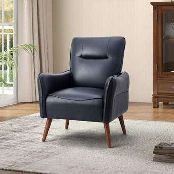 Alzira Vegan Leather Armchair with Tufted Back | KARAT HOME