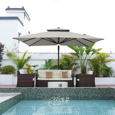 CASAINC 11 Ft Square LED Solar Cantilever Umbrella