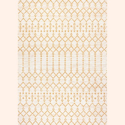 Boho Chic Moroccan-Inspired Geometric Black 9' x 12' Outdoor Area Rug