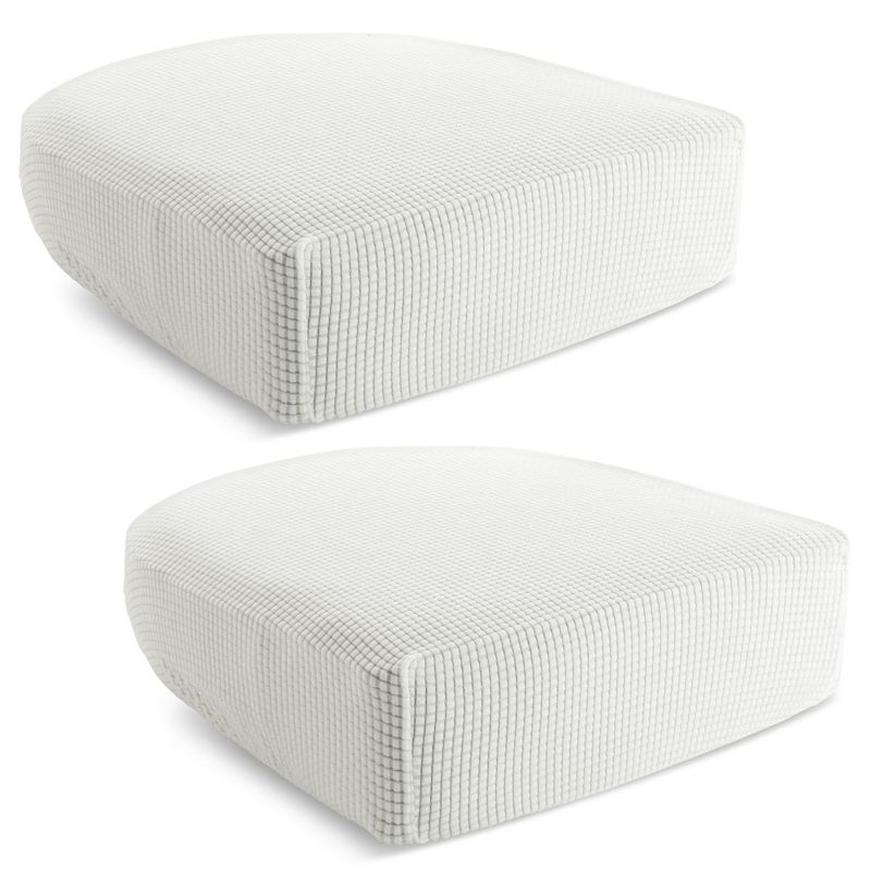 Juvale 2 Pack Stretch Couch Cushion Slipcovers, Reversible Polyester Outdoor Sofa Protectors, Small, Cream White, 1 of 8