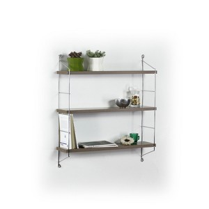 FONTOI 3 Tier Floating Storage Shelves Wall Mounted, Hanging Shelf for Books and Collectibles, Walnut, 24"*27"*6" - 1 of 4
