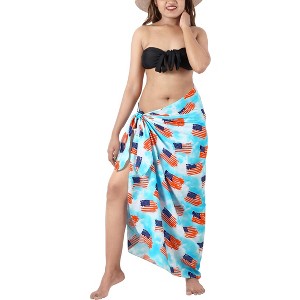 LA LEELA Women's Summer Beach Patriotic American US Flag Sarong Bikini Wrap Swimsuit Coverups for Women One Size Han US Flag - 1 of 4