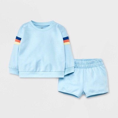 Image of Baby Boys' Top & Bottom Set - Cat & Jack™ Light Blue 0-3M