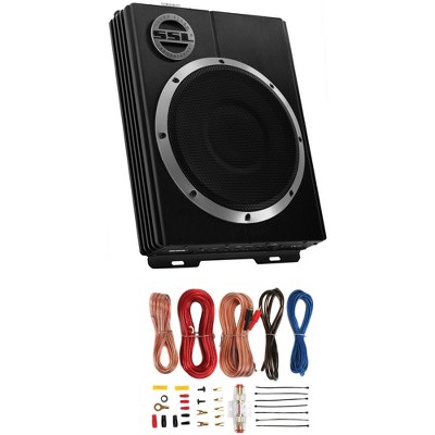 Soundstorm LOPRO10 10" 800W Car Under Seat Powered Subwoofer & AKS8 8-Gauge Wiring Kit