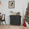 ELECWISH Kitchen Island with Drop Leaf - 2 Storage Drawers, Trash Cabinet, Spice Racks & Locking Wheels - 2 of 4