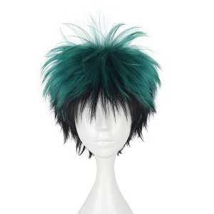 Unique Bargains Women's Wigs 14" Green Black with Wig Cap - 1 of 4