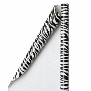 JAM PAPER Gift Wrap - Zebra Print Wrapping Paper - 50 Sq Ft Total - Black & White Safari Stripes - 2 Rolls/Pack - 1 of 1