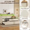 Twin Size Upholstered Daybed with Trundle, PU Leather Sofa Bed with Storage Headboard, LED Lights & Charging Station for Bedroom or Guest Room - 4 of 4