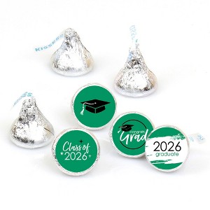 Big Dot of Happiness 2026 Green Graduation Party Round Candy Sticker Favors - Labels Fits Chocolate Candy (1 Sheet of 108) - 1 of 4