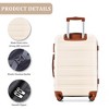 Whisen 3-Piece Luggage Sets, ABS Hardside Spinner Suitcases with TSA Lock and Spinner Wheels, Checked & Carry on Luggages - Ivory and Brown - 4 of 4