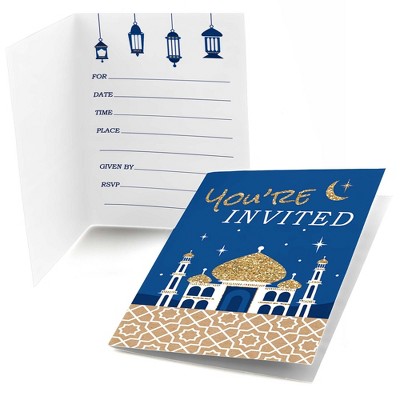 Big Dot of Happiness Ramadan - Fill In Eid Mubarak Invitations (8 count)