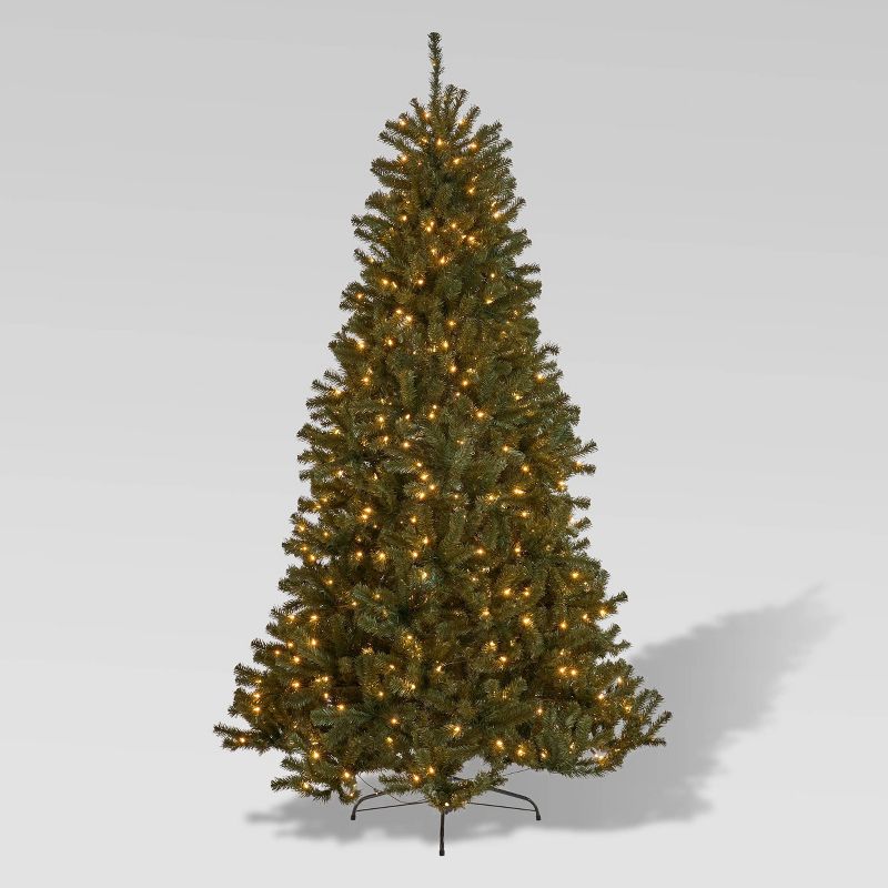 7.5ft Noble Fir Pre-Lit Hinged Full Artificial Christmas Tree Clear Lights - Christopher Knight Home, 1 of 8