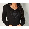 Women's V-Neck Pleather Heart Detail Top - Angel Apparel - 2 of 4