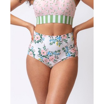 Somerset Floral/ Basil Stripe Reversible Ultra High-Waist Bottom