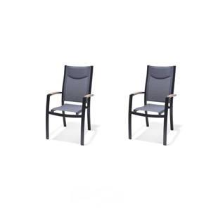 Amazonia 2pc Costas Outdoor Patio Dining Chairs Arm Chairs Black - 1 of 4