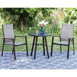 3pc Patio Dining Set with Small Round Steel Table & Sling Chairs - Captiva Designs