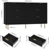 Modern Fluted 6 Drawer Dresser, Large Natural Wood Chest of Drawers with Gold Handles, Bedroom Storage Organizer, Stylish Dresser, White - 2 of 4