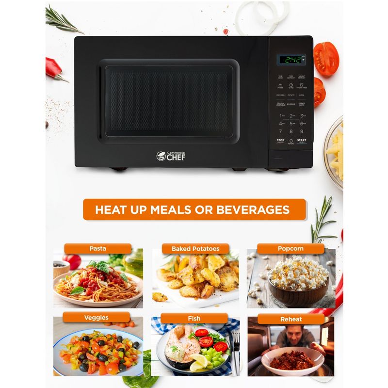 COMMERCIAL CHEF Countertop Microwave Oven 0.7 Cu. Ft. 700W, 3 of 9
