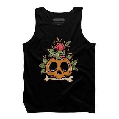 Men's Design By Humans Halloween with Rose Illustration By rukurustudio Tank Top
