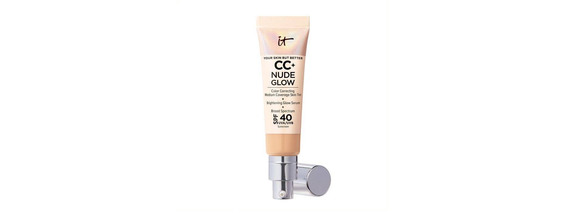 IT Cosmetics Your Skin But Better CC Cream Nude Glow SPF - Medium - 1.08 fl oz: Sun Protection, Contains Hyaluronic Acid