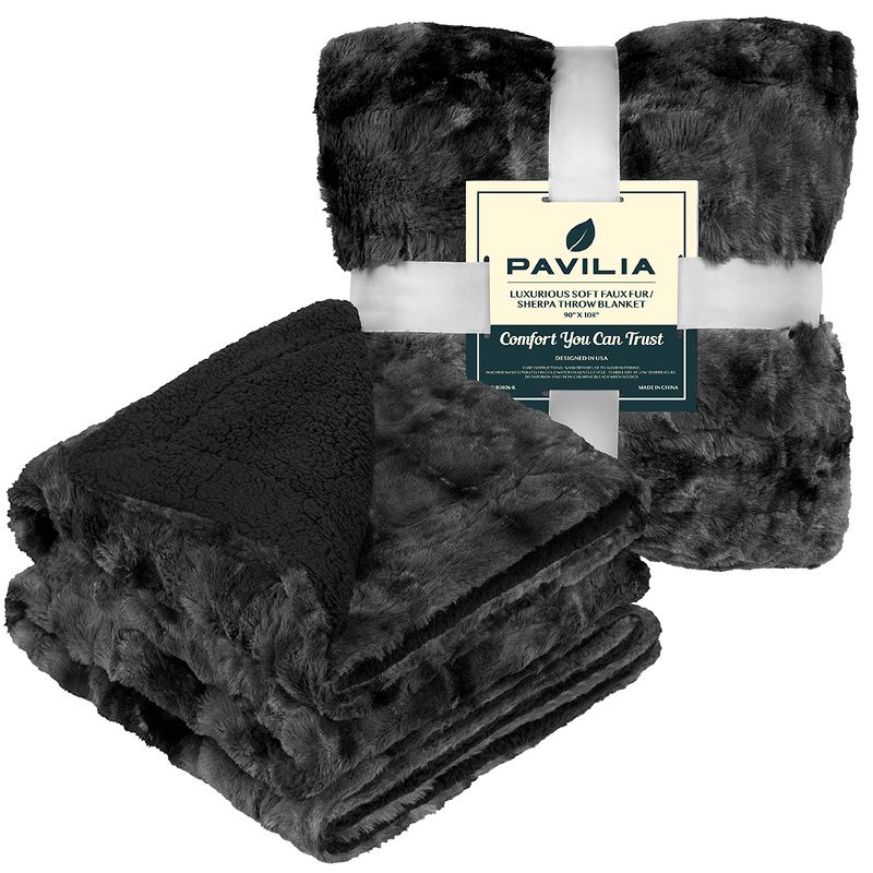 PAVILIA Tie-Dye Faux Fur Throw Blanket, Furry Fuzzy Fluffy Shaggy Plush Warm Reversible Thick for Bed Couch Sofa, 2 of 8