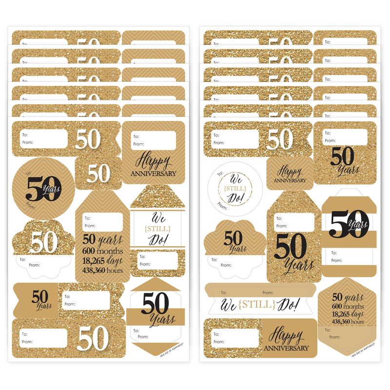 Big Dot of Happiness We Still Do 50th Wedding Anniversary Assorted Anniversary Party Gift Tag Labels To and From Stickers 12 Sheets 120 Stickers, 1 of 10