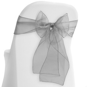 Lann's Linens 100-Pack Elegant Organza Chair Cover Sashes for Wedding, Banquet - 1 of 3