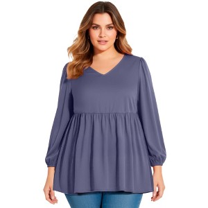 Avenue V-Neck Blouson Elastic Waist Blouse - 1 of 4