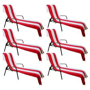 Cabana Striped Cotton Standard Size Towel/ Chaise Lounge Chair Cover Set by Blue Nile Mills - 1 of 4