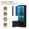 Vynxaria 67" High Gloss Storage Cabinet with LED Lights Modern Pantry, Bookcase & Display Cabinet with Acrylic Door and Tempered Glass Shelves, Black - 3 of 4