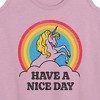Women's - Instant Message - Unicorn Have A Nice Day Graphic Racerback Tank - 2 of 4
