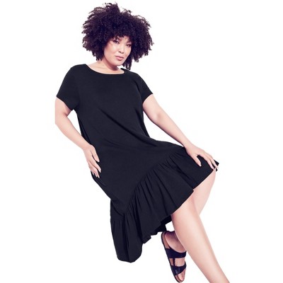 Avenue Women's Plus Size Ella Ruffle Plain Dress