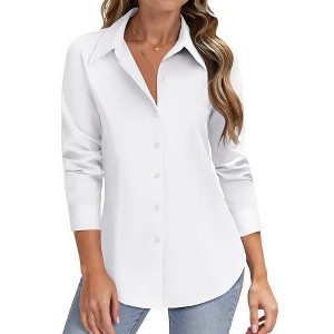high-quality dress shirt brands Freshwater Button Up Color:Eggplant* Chic Mermaid High Neck Iron Moisture Wicking Hyperbreathable ladies dresss