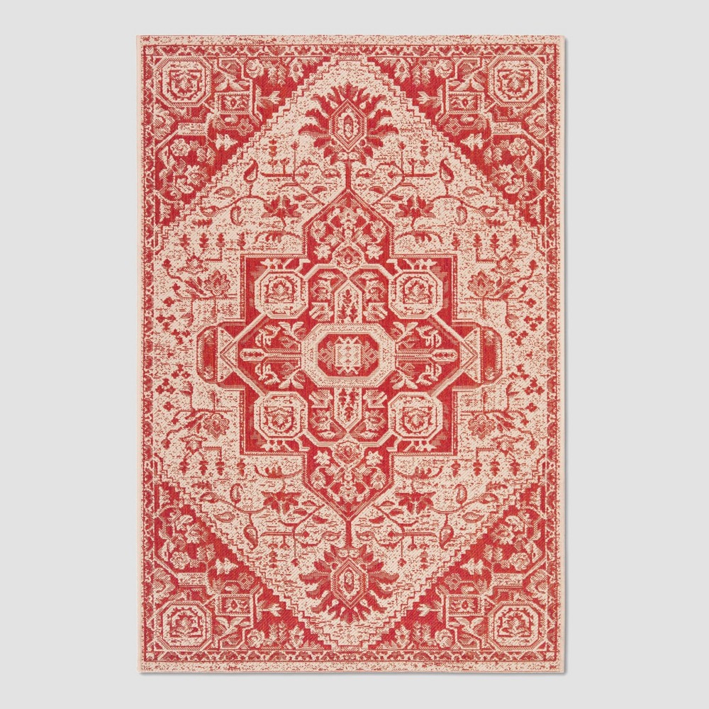4'X6' Milda Outdoor Rug Red/Cream - Safavieh