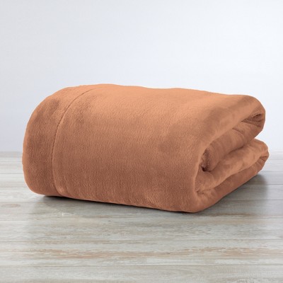 Velvet Plush Soft Fleece Reversible Throw, Warm and Comfortable Bed Blanket - Great Bay Home (Full Queen, Terracotta)