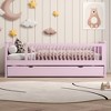Twin Size Platform Bed with Guardrail and Trundle-ModernLuxe - 2 of 4
