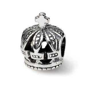 Black Bow Jewelry Sterling Silver Royal Crown Bead Charm - 1 of 3