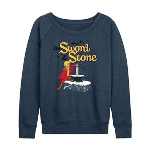 Women's - Disney - The Sword And The Stone Lightweight French Terry Wide Neck Long Sleeve Shirt - 1 of 4