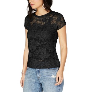 I.N.C International Concepts Womens Lace Pullover Blouse, Black, Medium - 1 of 1