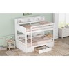 Twin over Twin Bunk Bed with Built-in Shelves Beside Both Upper and Down Bed, Twin Size Wooden Bunk Bed with Storage Drawer, White - 2 of 4