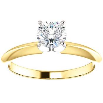 Pompeii3 5/8 Ct Diamond Solitaire Round Cut Engagement Ring Two Tone 14k Yellow Gold