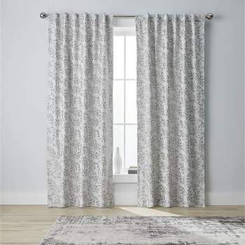 Kate Aurora 1 Piece Floral Leaf Light Reducing & Thermal Linen Blend Window Curtain Panel - 84 in. Long