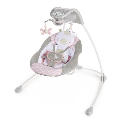 Image of Ingenuity InLighten Baby Swing - Easy-Fold Frame & Light Up Mobile - Flora the Unicorn