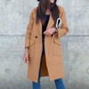 Women's Fashion Faux Fur Lapel Double-Breasted Thick Wool Trench Coat Winter Warm Jacket - 2 of 4